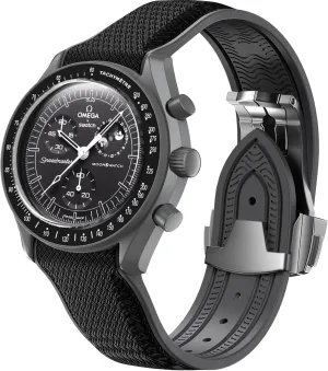 Omega x Swatch MoonSwatch Watch, 20mm Folding Buckle Band Compatible, Curved No Gap Replacement Strap for Men & Women Strap poster celebration computer cliff puncture fish for 