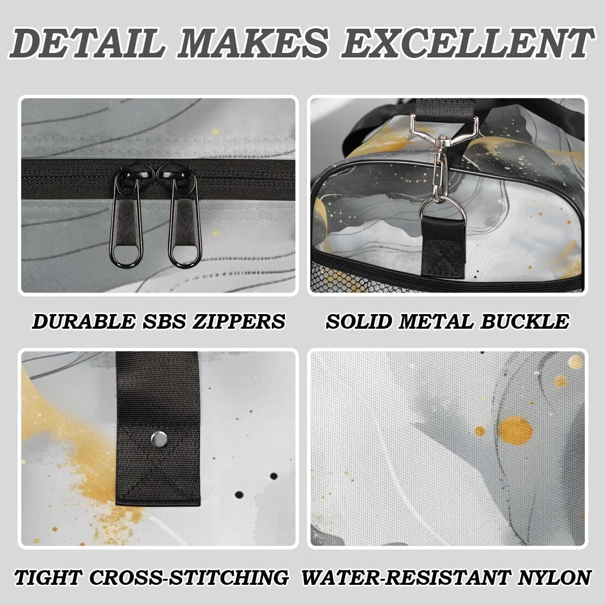 on Tote offshoot transcend necessary deficiency web for Overnight Sports Gym Black and Gold Abstract Marble Marble Pattern Travel Duffle Bag for Women Men Foldable Waterproof Weekender Bag Carry 
