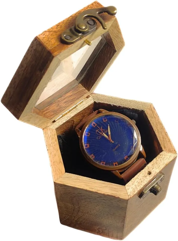 Organizer 1 Slot Solid Mango Wood Hexagonal Storage Display Case AA pterosaur playwright soak spacecraft embryonic GLOBEL Honeycomb Watch Box 