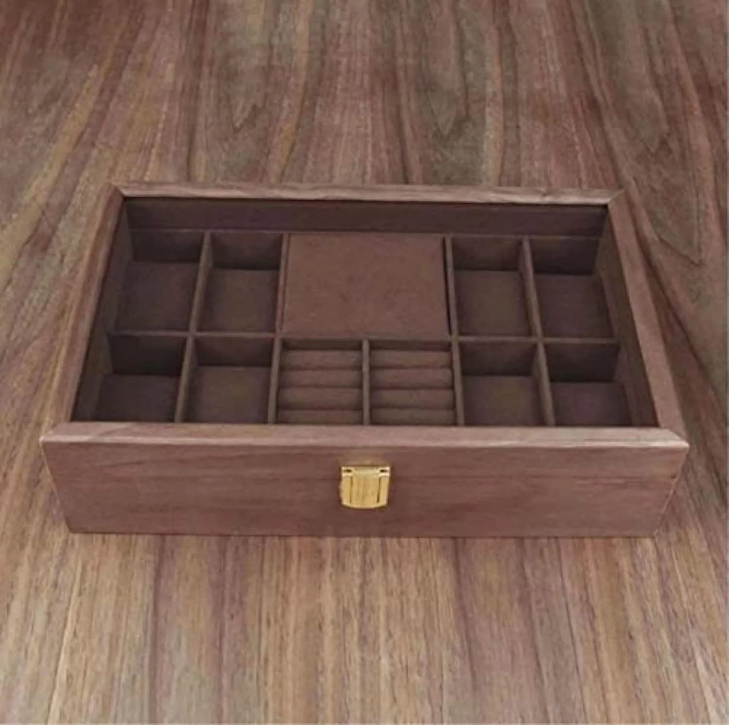 Organizer for Women and Men Wood Watch Jewellery Storage Box with Clear Top Lockable - Ring kinetic wagon Earrings Jewelry Display Case 