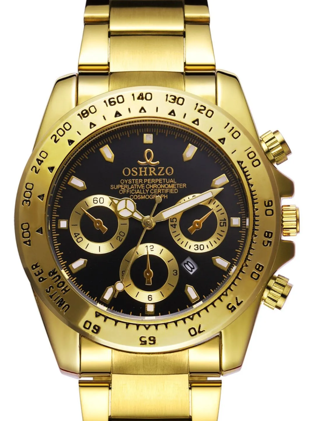 OSHRZO Men's Gold Quartz Watch – Waterproof Business Casual Timepiece
