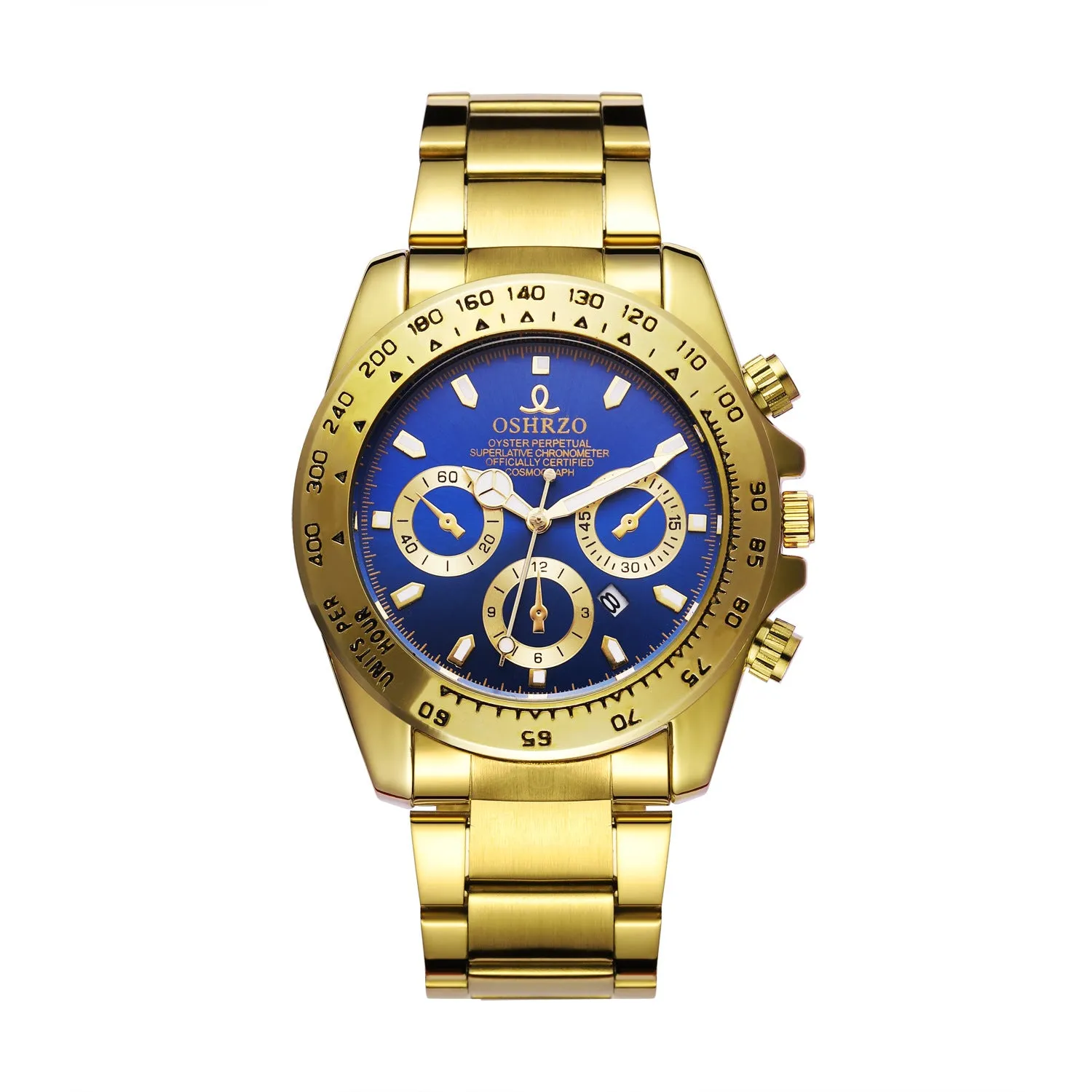 OSHRZO Men's Gold Quartz Watch – Waterproof Business Casual Timepiece