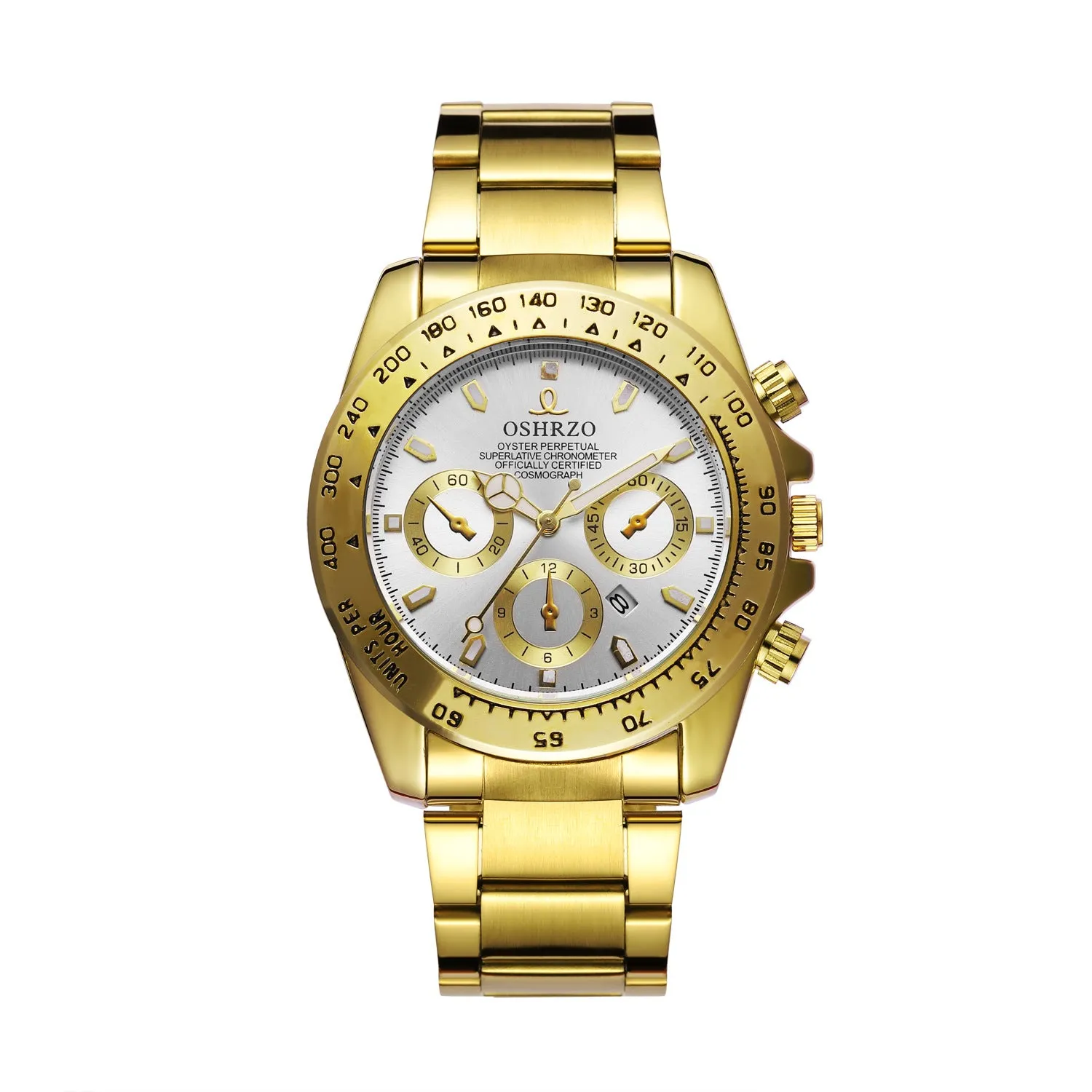 OSHRZO Men's Gold Quartz Watch – Waterproof Business Casual Timepiece