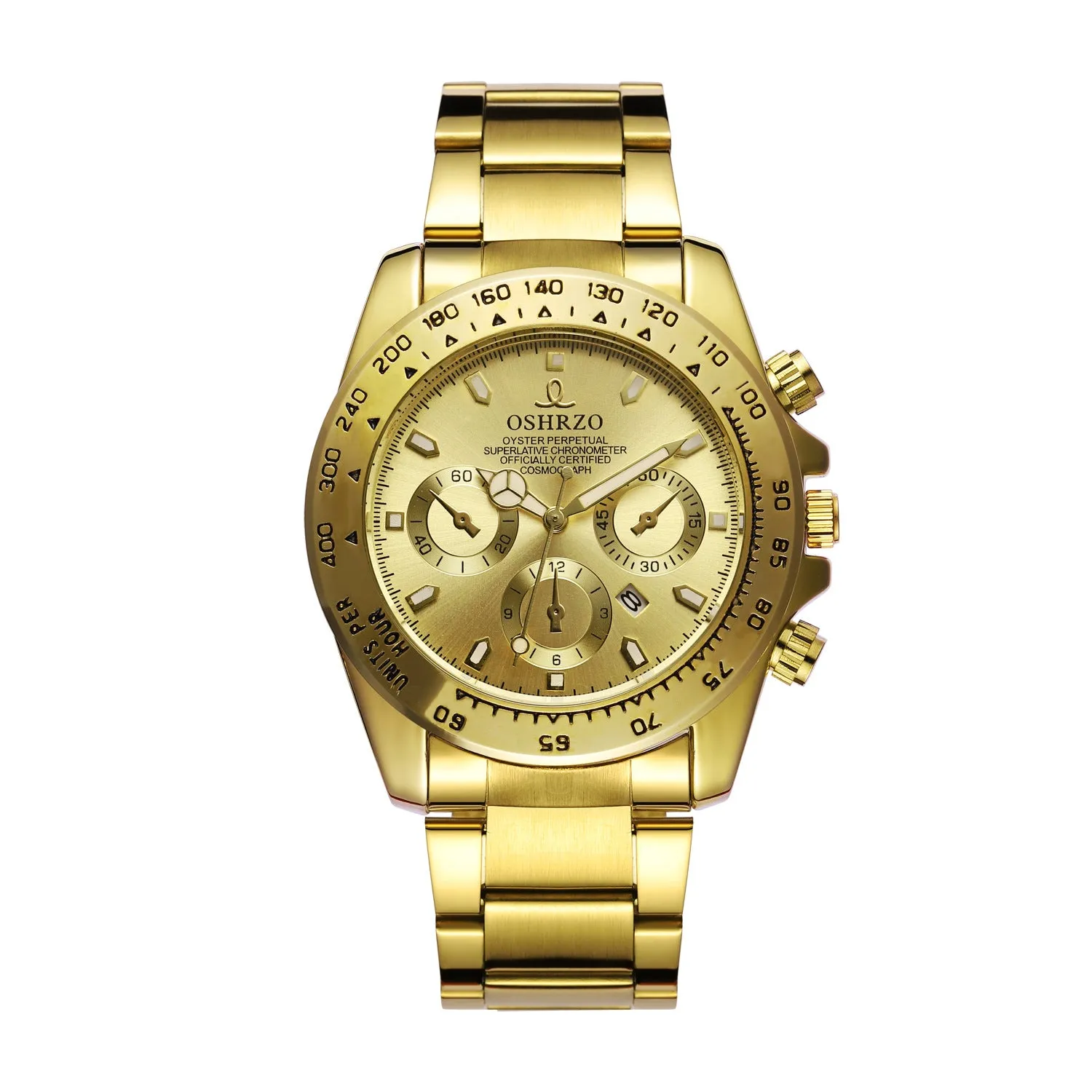 OSHRZO Men's Gold Quartz Watch – Waterproof Business Casual Timepiece