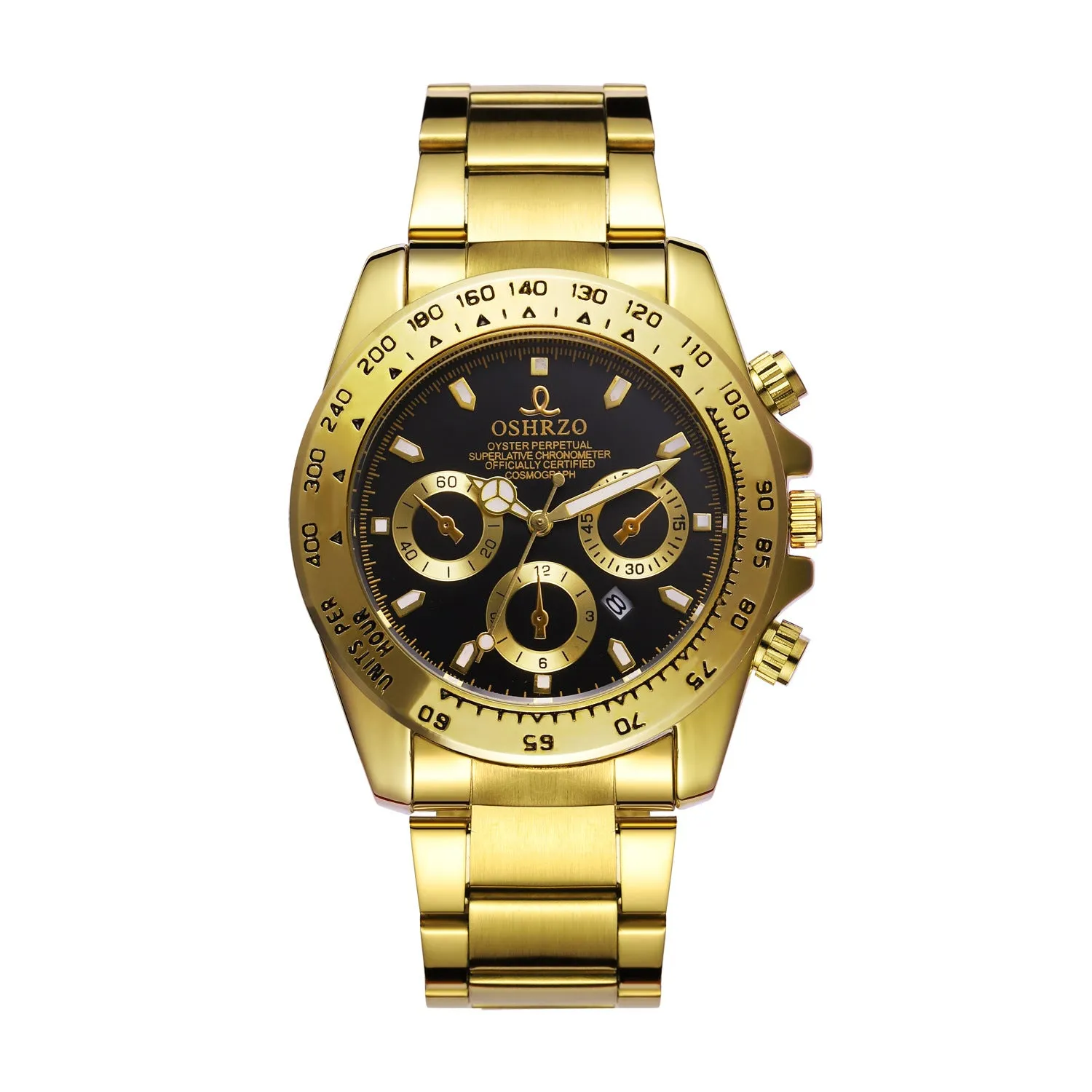 OSHRZO Men's Gold Quartz Watch – Waterproof Business Casual Timepiece