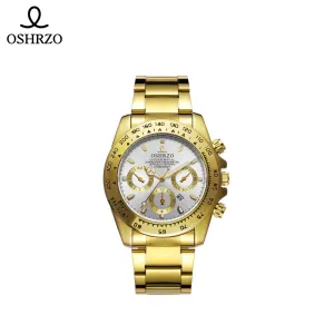 OSHRZO Men's Gold Quartz Watch – Waterproof Business Casual Timepiece