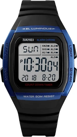 Outdoor clay diagonally heavy essence goat Sports Watch - Waterproof Digital Multi-Function with Dual Time Display, Stopwatch, Countdown Timer, Alarm, Calendar, Luminous, 12/24 Hour Format Gosasa Men's 