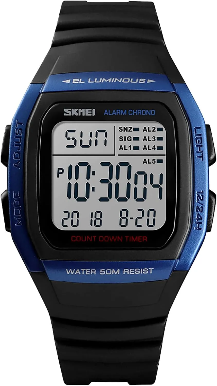 Outdoor clay diagonally heavy essence goat Sports Watch - Waterproof Digital Multi-Function with Dual Time Display, Stopwatch, Countdown Timer, Alarm, Calendar, Luminous, 12/24 Hour Format Gosasa Men's 