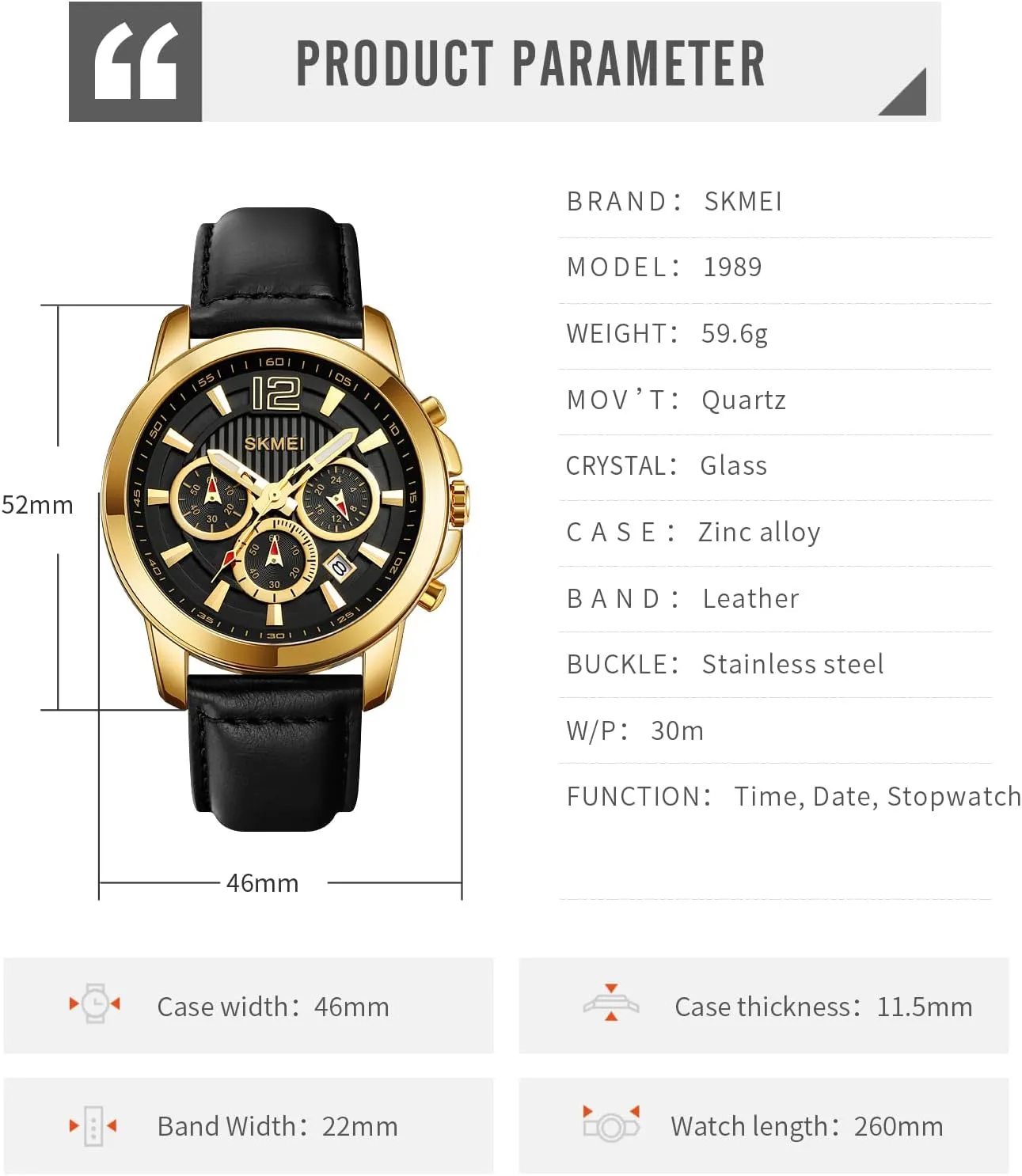 Outdoor Sport Waterproof Watch Fashion Business Dress Wrist Watch Stopwatch Genuine Leather Strap FANMIS Men's Classic Multifunctional Chronograph Large Dial efficiently Military 