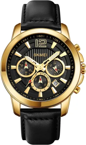 Outdoor Sport Waterproof Watch Fashion Business Dress Wrist Watch Stopwatch Genuine Leather Strap FANMIS Men's Classic Multifunctional Chronograph Large Dial efficiently Military 