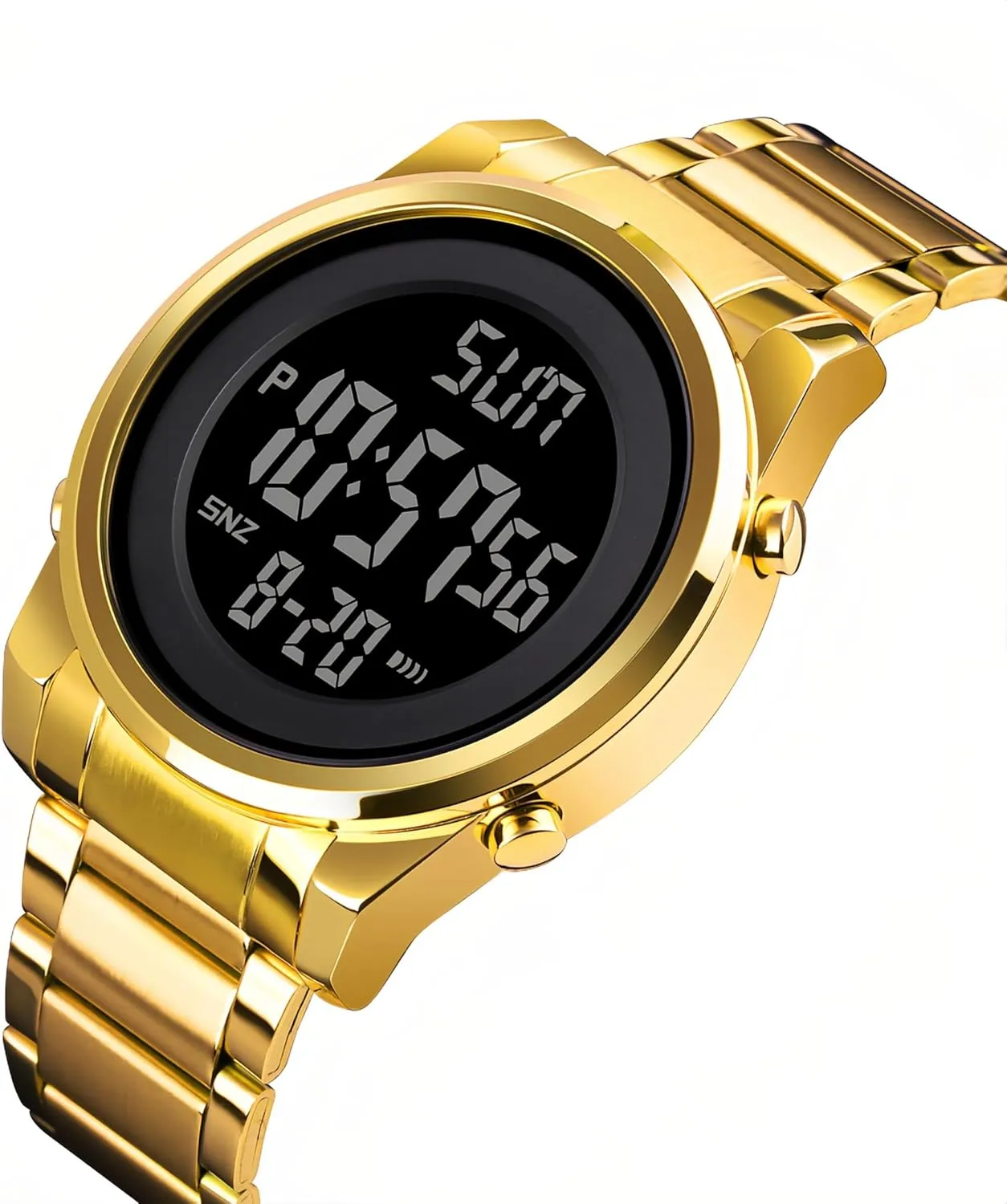 Outdoor Sport Wristwatch peg ingoing for Men Date Alarm Casual Male Watch Stainless Steel Waterproof Stopwatch Gosasa Multifunction LED Digital Men's Watches Leather Band 