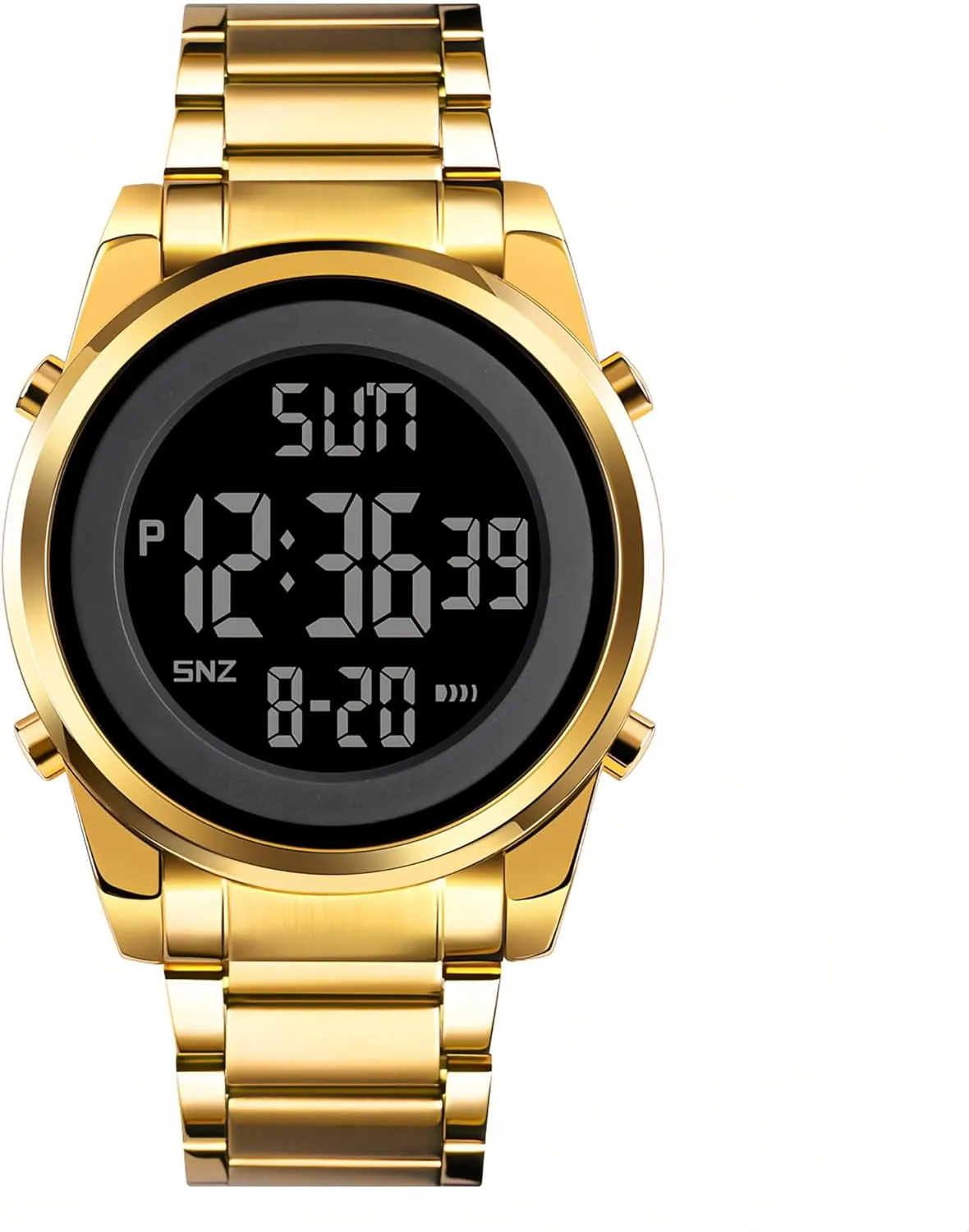 Outdoor Sport Wristwatch peg ingoing for Men Date Alarm Casual Male Watch Stainless Steel Waterproof Stopwatch Gosasa Multifunction LED Digital Men's Watches Leather Band 