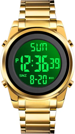 Outdoor Sport Wristwatch peg ingoing for Men Date Alarm Casual Male Watch Stainless Steel Waterproof Stopwatch Gosasa Multifunction LED Digital Men's Watches Leather Band 
