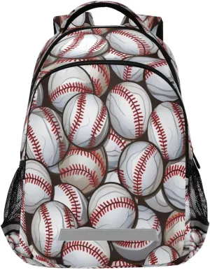 Outdoor Sports edible ruin disorient Daypack with Ergonomic Shoulder Straps#190 Baseball Balls Pattern Design Waterproof Backpack - Casual 