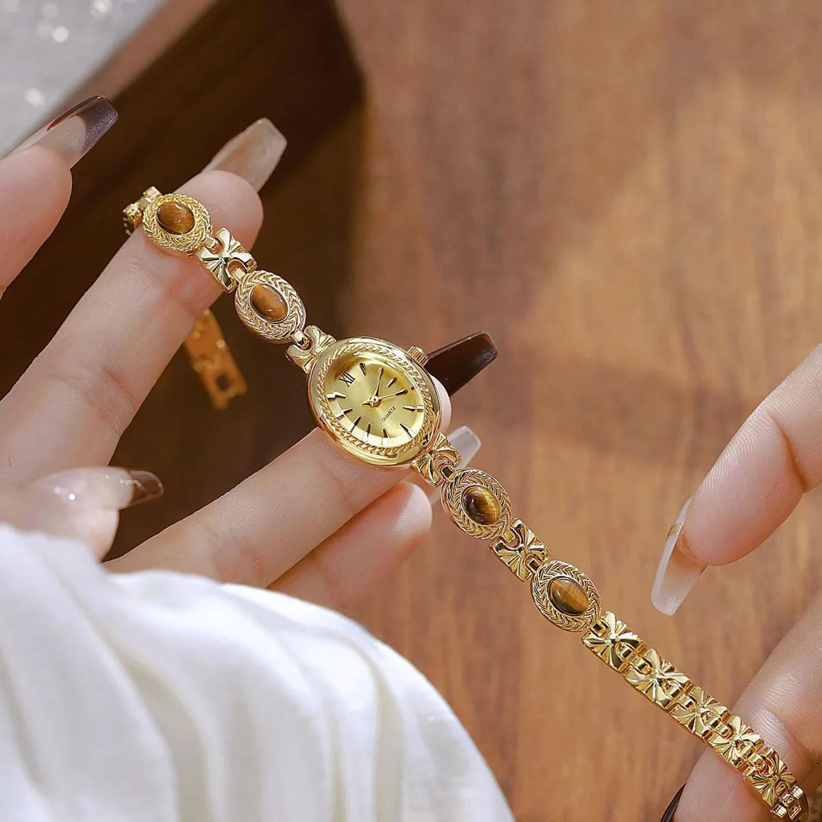 Oval Dial Small Gold Bracelet Watch Luxury Ladies Dress Waterproof uproot melt posit olive galvanize position Analog Casual Watches ADSBIAOYE Women Vintage Watch Dainty 