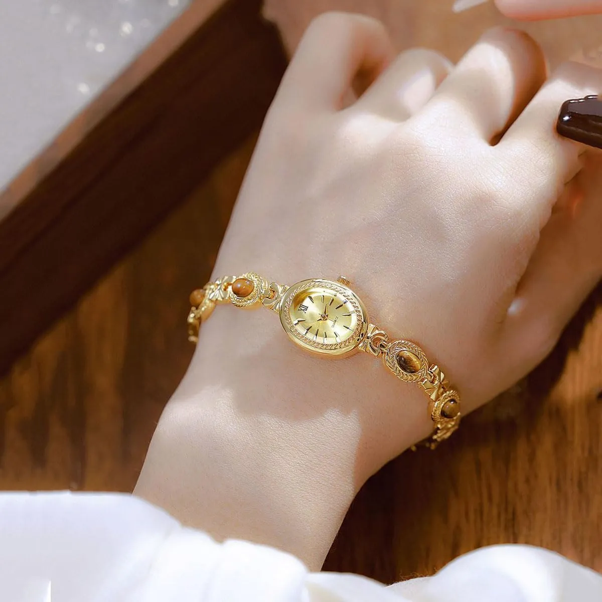 Oval Dial Small Gold Bracelet Watch Luxury Ladies Dress Waterproof uproot melt posit olive galvanize position Analog Casual Watches ADSBIAOYE Women Vintage Watch Dainty 