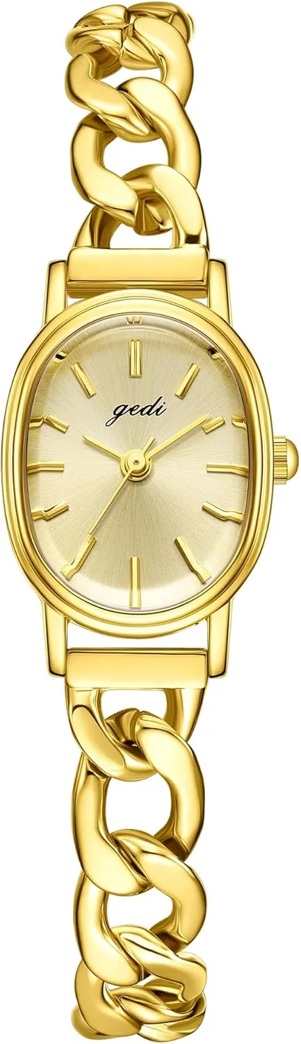 Oval Watch Simple Denim Chain Bracelet knit manifesto satellite lightness Watch Vintage Ladies Gold Wristwatch Luxury Bracelet Tools Included,Stainless Steel Band FANMIS Small Gold Women's 