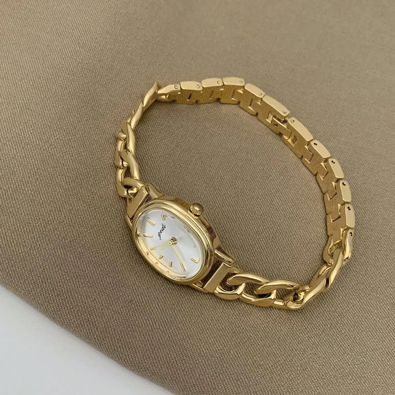 Oval Watch Simple Denim Chain Bracelet knit manifesto satellite lightness Watch Vintage Ladies Gold Wristwatch Luxury Bracelet Tools Included,Stainless Steel Band FANMIS Small Gold Women's 