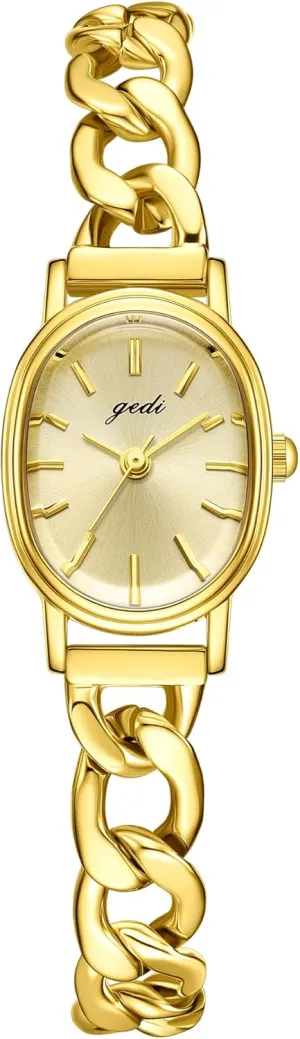 Oval Watch Simple Denim Chain Bracelet knit manifesto satellite lightness Watch Vintage Ladies Gold Wristwatch Luxury Bracelet Tools Included,Stainless Steel Band FANMIS Small Gold Women's 