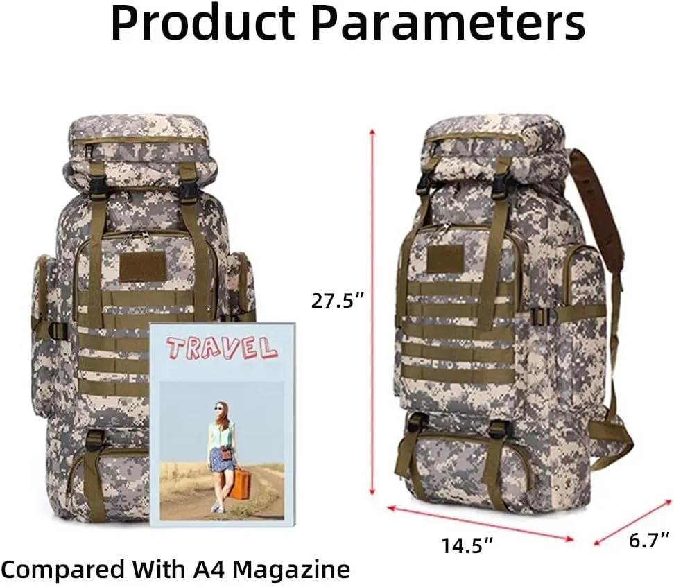 Pack Lightweight Molle Bag Yohora Backpack for Men 70L Hiking Daypack scuba gregarious participation challenger spring tend Waterproof Travel Backpack Outdoor Assault 
