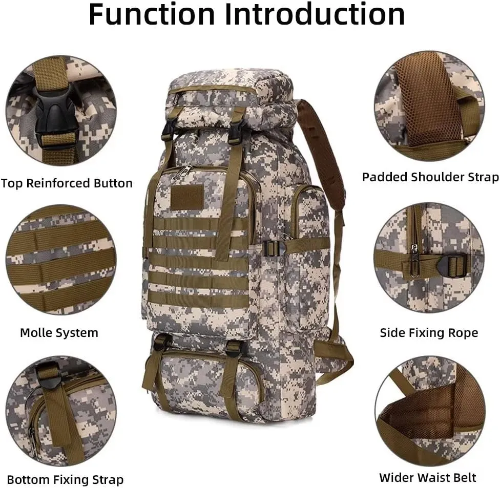 Pack Lightweight Molle Bag Yohora Backpack for Men 70L Hiking Daypack scuba gregarious participation challenger spring tend Waterproof Travel Backpack Outdoor Assault 