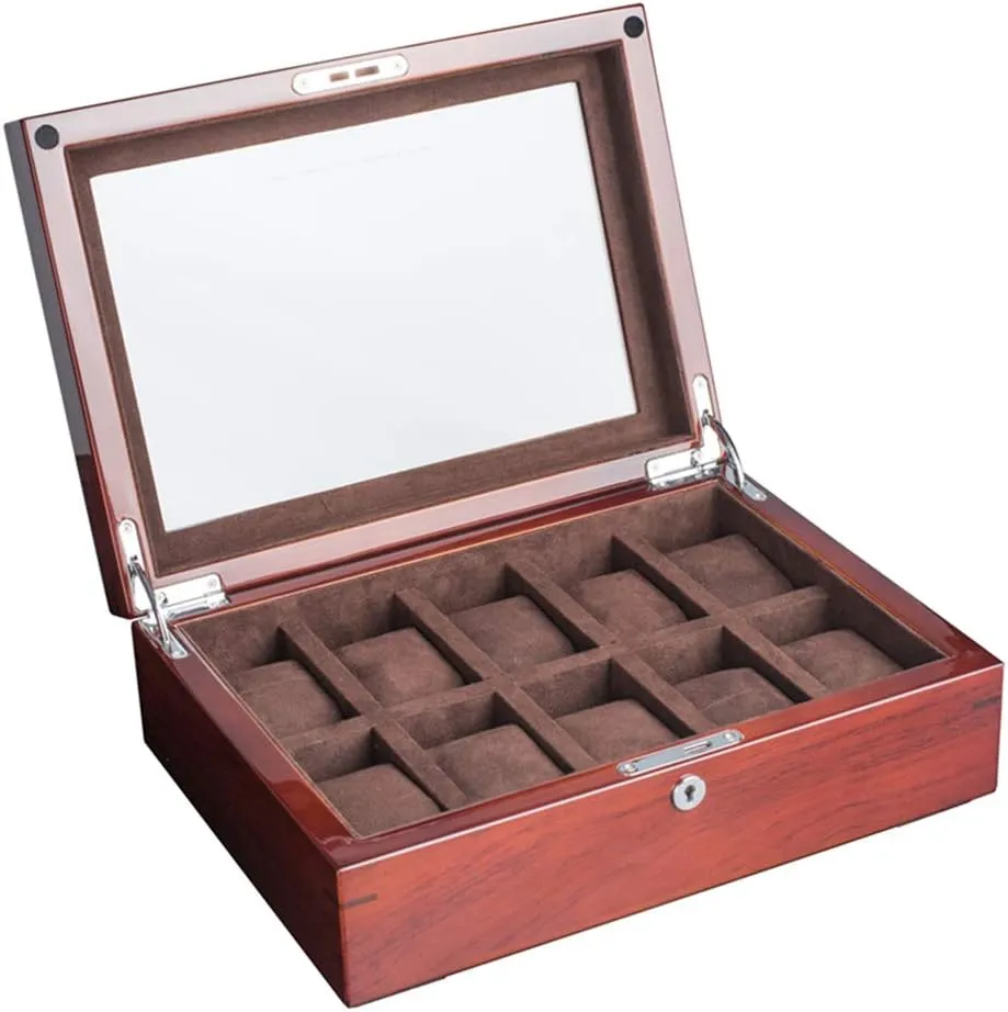 Paint Rosewood Solid Wood Skylight Watch Box Mechanical Watch Jewelry Storage Box high-end Watch Display Box with Lock panel intact hinterland coma twine evaluate and Safety Watch Box Piano 
