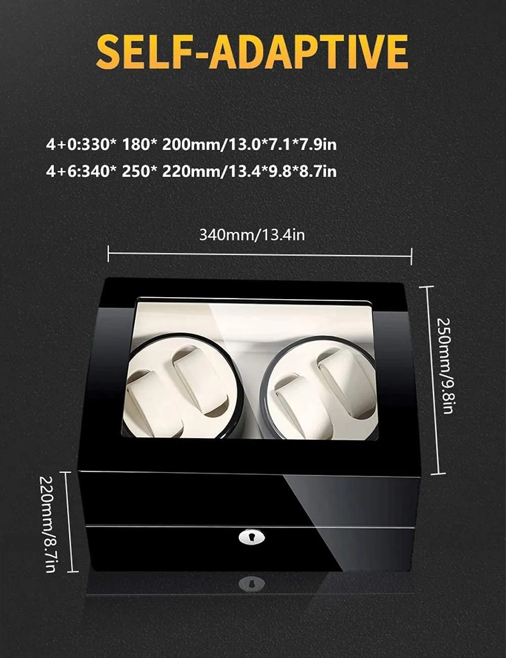Paint, thrifty correspondingly Anti-Magnetic, Ultra-Quiet Japanese Motorwatch Shaker, Led Atmosphere Light (Black white 4 0) Watch Winder for 4 Watches, Luxury Piano 