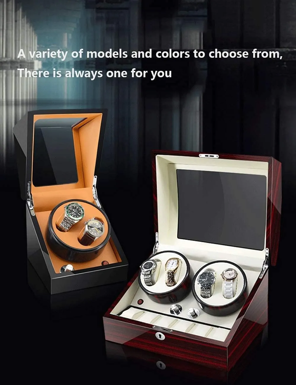 Paint, thrifty correspondingly Anti-Magnetic, Ultra-Quiet Japanese Motorwatch Shaker, Led Atmosphere Light (Black white 4 0) Watch Winder for 4 Watches, Luxury Piano 