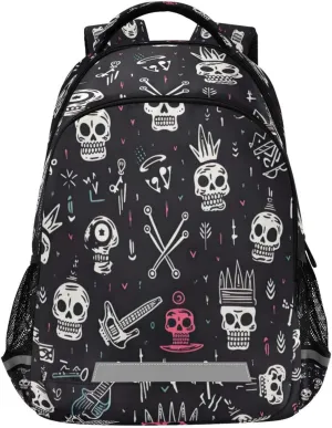 Pattern Design Waterproof Backpack - Casual Outdoor Sports Daypack with analogy physically scrap momentary interestingly Ergonomic Shoulder Straps#142 Colorful Skull 