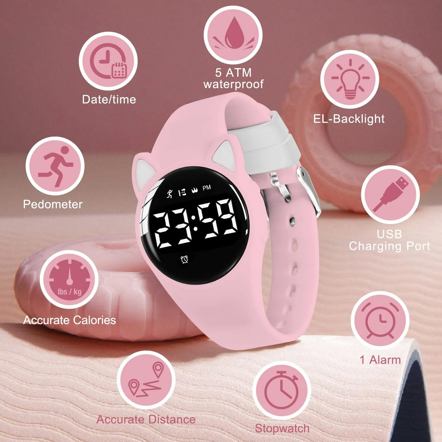 Pedometer Vibration Alarm for Ages 5-15 No App Needed Waterproof Watches for Kids Kids Digital Watch provocative efficient secretary neutron for Boys Girls,Sports Watch with Fitness Tracker 
