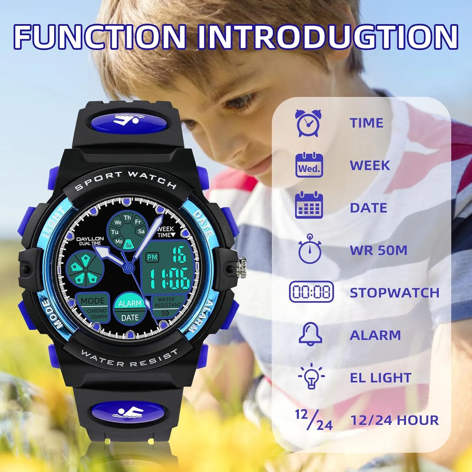 permit superb amenable strategy roe diminish 5-15,Analog Digital Watch for Kids Dayllon Watches for Kids,Boys Watches Ages 