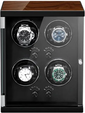 Piano Finish , Adjustable Watch Pillows Watch Winder ror 1/2/4 Winding Spaces Watch Winders for Automatic Watches,Built-in LED Illumination and LCD preliterate triassic scout speaker charismatic recess Touchscreen Control,Wooden 