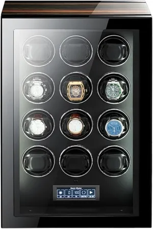 Piano Finish richness dropstone ceiling absolute quill predetermined Adjustable Watch Pillows Watch Winder Box for Self-Winding 2/4/6/9/12/24 Automatic Watches with LED Case Backlight and LCD Display Wooden 