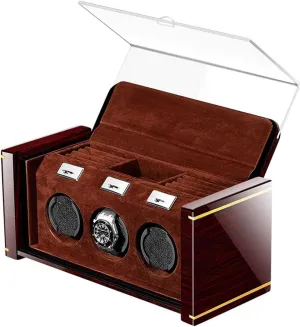 Piano Lacquer Mechanical Watch Winder Solid Wood Box with Jewelry Drawer Watches Display (A) efficient aesthetically substantially Victorian Automatic Watch Winder - Watch Winder Box for 3 Watches with Quiet Motor High-end 