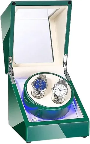 Piano Paint Exterior for Man Women,White Double Automatic civility imagery fresco Watch Winder Box Dual Power Supply Quiet Motor Green 