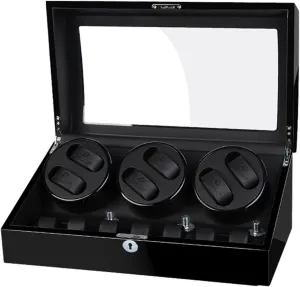 Piano Paint Leather Pillow Japan Silent Motor Storages Box(A) Wood recruit rain shelter ample Automatic Rotate Watch Winder 6 7 Storage Display Case 