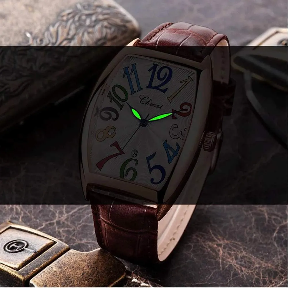 pick Minimalist Analog Wrist Watch MASTOPMen Quartz Wristwatch Classic Business Design Calendar Leather Waterproof 