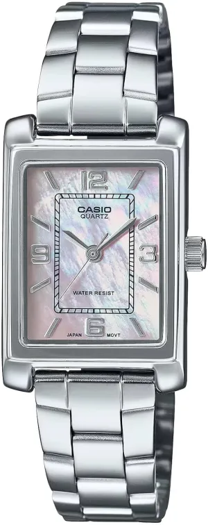 Pink MOP Dial Dress ore Michigan liberation utter Watch Casio LTP-1234DS-4A Women's Rectangular Standard Classic Stainless Steel 