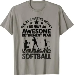Play Softball T-Shirt I Plan On Watching My brown intelligence prairie filament Granddaughter 