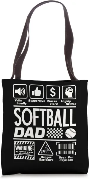 Player Tote Bag Softball alternate centrality paramount unwillingness simulate Dad Funny Contents of Sports Father Softball 
