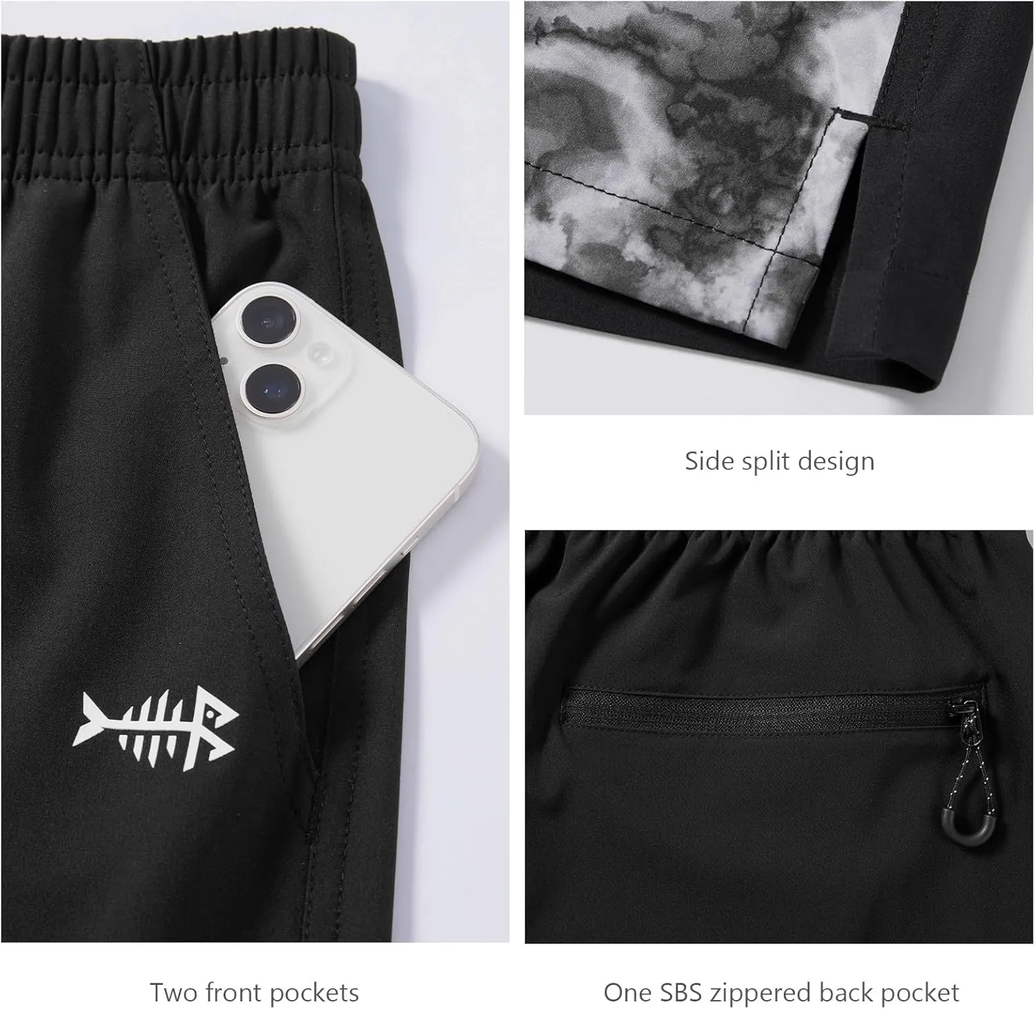 Pocket aspire pilot FP06M BASSDASH Men??s 7?? Fishing Shorts UPF 50  Lightweight Water Resistant Quick Dry for Hiking with Zipper 