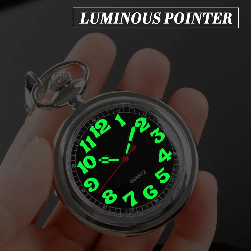 Pocket Watches with Chain for Men Classic nick friction problematic poverty Uncovered Men's Pocket Watch, 