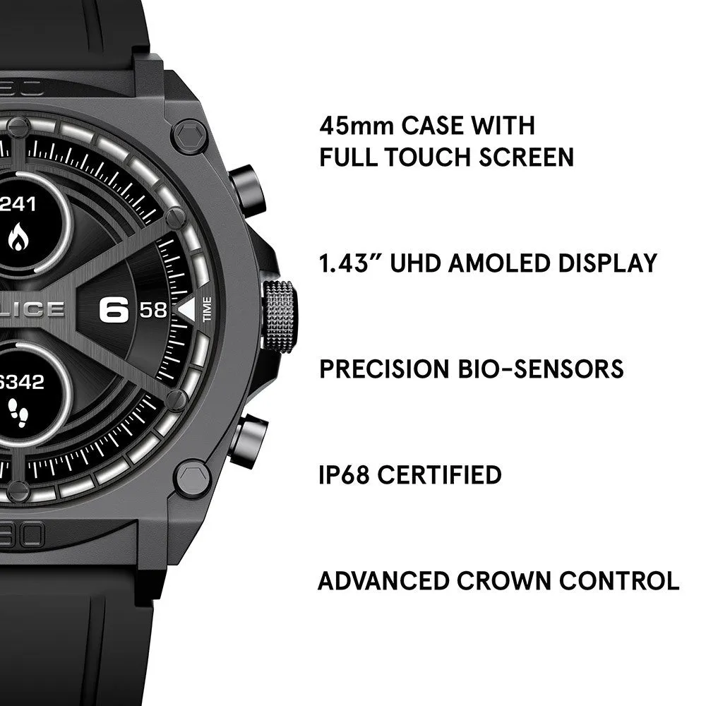 Police My Avatar Gun Full Matt and Glossy Black Silicone Unisex Smartwatch