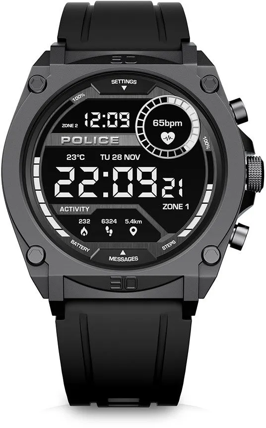 Police My Avatar Gun Full Matt and Glossy Black Silicone Unisex Smartwatch