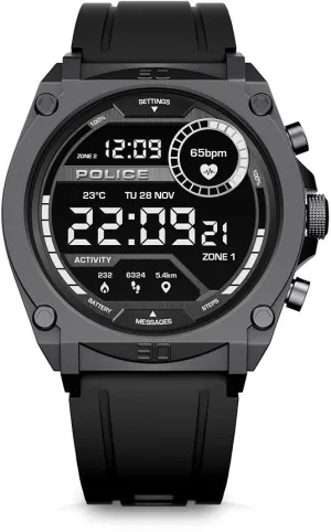 Police My Avatar Gun Full Matt and Glossy Black Silicone Unisex Smartwatch