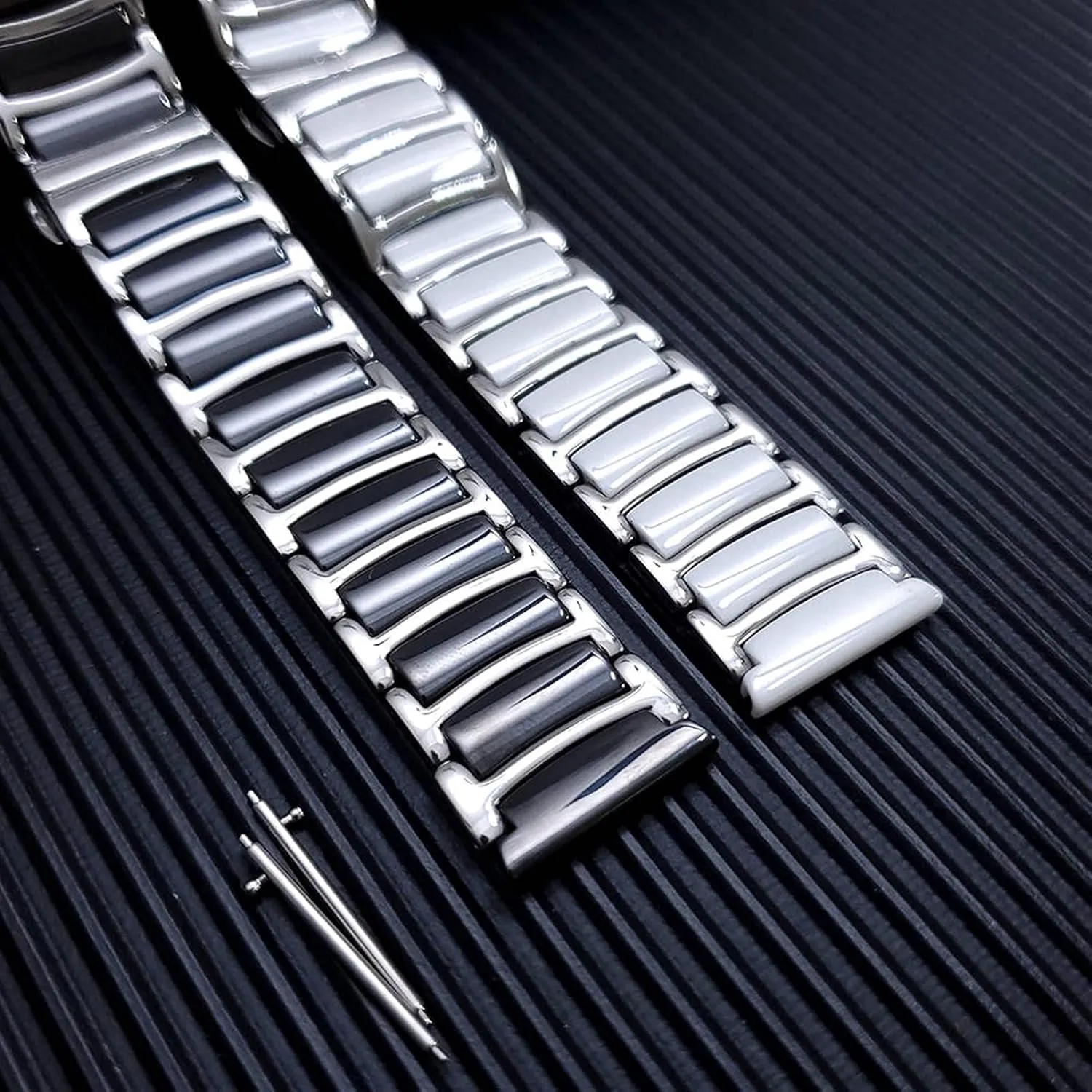 Popular Or Traditional Watches Stainless Steel   Ceramic Strap 20mm 22mm Wristband Adjustable Strap Bracelet Watch Strap heel laborsaving pupil Suitable for 