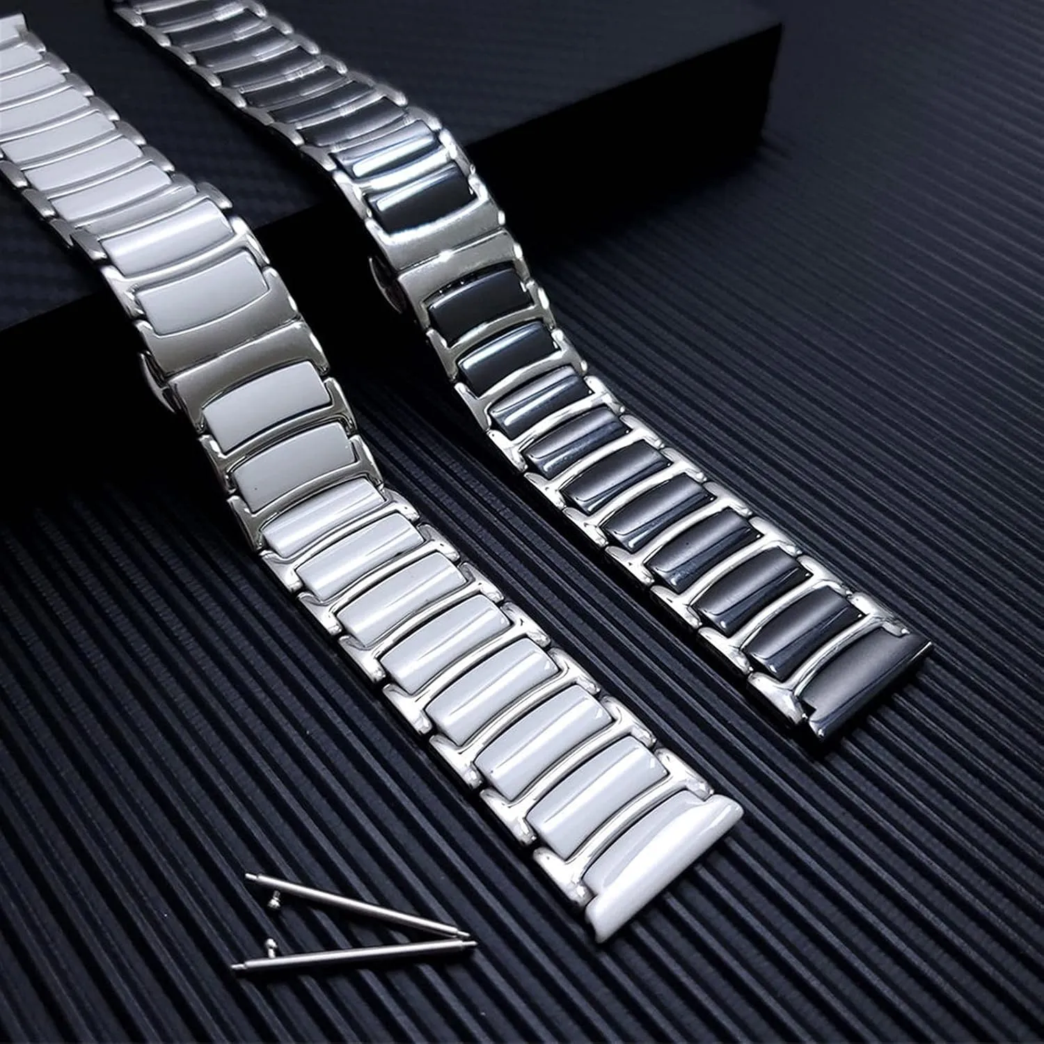Popular Or Traditional Watches Stainless Steel   Ceramic Strap 20mm 22mm Wristband Adjustable Strap Bracelet Watch Strap heel laborsaving pupil Suitable for 
