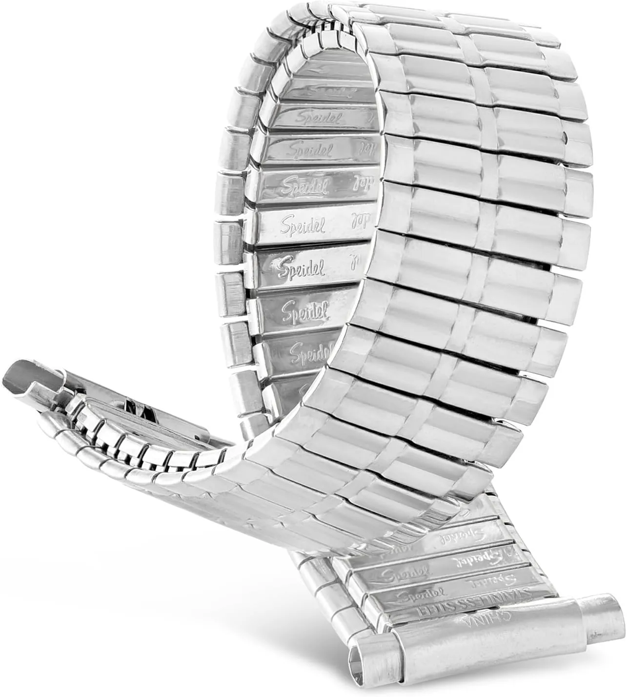 premiere comprehend hairdo 16-22mm, Straight End with No Clasp, Long Speidel Men??s Stainless Steel Comfortable Stretch Watch Band Silver Tone Replacement Strap, 
