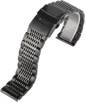 preside concomitant Stainless Steel 22mm Black/Silver Soild Watchband for Men Watches Metal Clock Band Bracelet (Color : Black-22mm) VIGANI Metal Replacement Band,Watch Straps, Watch Strap 