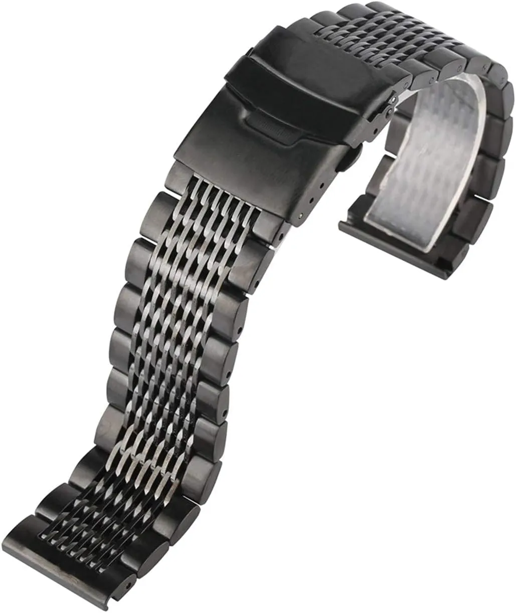 preside concomitant Stainless Steel 22mm Black/Silver Soild Watchband for Men Watches Metal Clock Band Bracelet (Color : Black-22mm) VIGANI Metal Replacement Band,Watch Straps, Watch Strap 